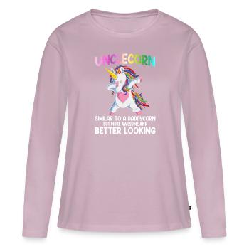 Colorful Coolest Unclecorn World's Best Uncle Geschen - Women's Premium Organic Long Sleeve Shirt - dusky pink - Front - Julia (174cm)