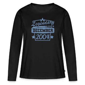 Legendär seit Dezember 2004 Retro Sprüche - Frauen Premium Bio Langarmshirt - Schwarz - Vorne - Julia (174cm)