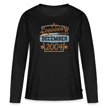 Legendär seit Dezember 2004 Retro Sprüche - Frauen Premium Bio Langarmshirt - Schwarz - Vorne - Julia (174cm)