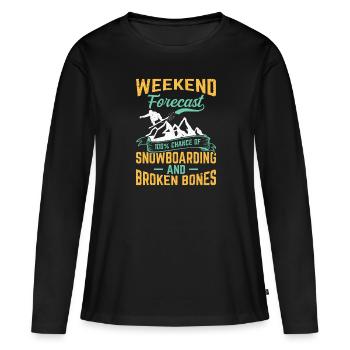 Snowboard fahren Snowboarding Winterurlaub - Frauen Premium Bio Langarmshirt - Schwarz - Vorne - Julia (174cm)