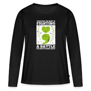 Santé mentale Dépression Motivation Anxiété Rêve - T-shirt manches longues Premium bio Femme - noir - Devant - Julia (174cm)