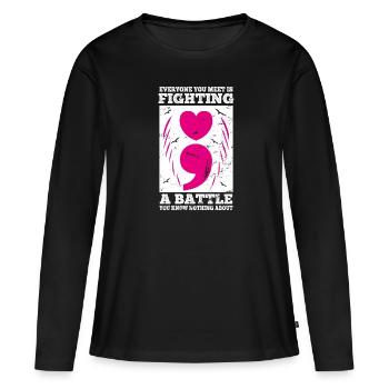 Santé mentale Dépression Motivation Anxiété Rêve - T-shirt manches longues Premium bio Femme - noir - Devant - Julia (174cm)