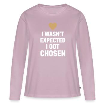 J’ai été sélectionné, pas prévu le jour de l’adoption - T-shirt manches longues Premium bio Femme - rose poudré - Devant - Julia (174cm)
