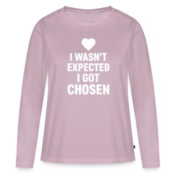 J’ai été sélectionné, pas prévu le jour de l’adoption - T-shirt manches longues Premium bio Femme - rose poudré - Devant - Julia (174cm)