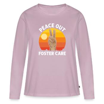 Peace Out Foster Care Plus de jeux de sélection - T-shirt manches longues Premium bio Femme - rose poudré - Devant - Julia (174cm)