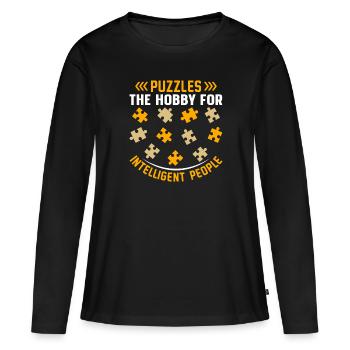Drôle de jeu de mots Chèvres laitières Ferme Ziegenfar - T-shirt manches longues Premium bio Femme - noir - Devant - Julia (174cm)