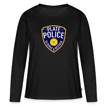 Plate Police Powerlifting - Frauen Premium Bio Langarmshirt - Schwarz - Vorne - Julia (174cm)