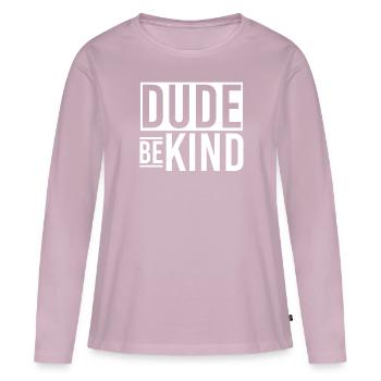 Dude Be Child - T-shirt manches longues Premium bio Femme - rose poudré - Devant - Julia (174cm)