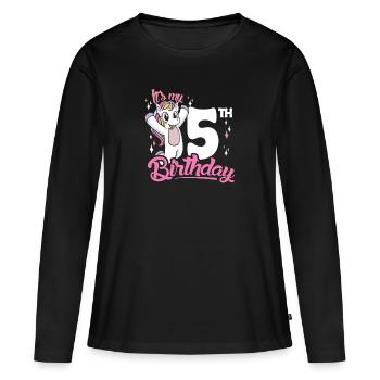 5e anniversaire Enfants Licorne Toodler Five - T-shirt manches longues Premium bio Femme - noir - Devant - Julia (174cm)