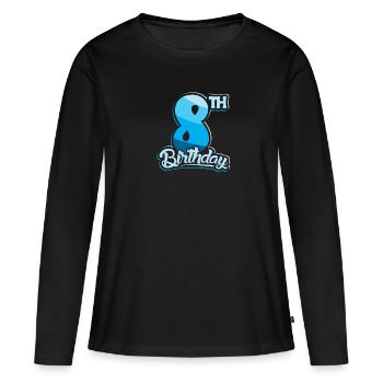 8e anniversaire Enfants Huit ans - T-shirt manches longues Premium bio Femme - noir - Devant - Julia (174cm)
