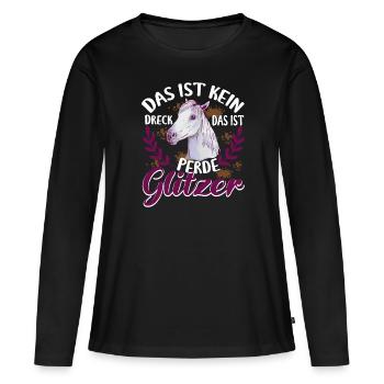 Pferd Reiterin Das ist kein Dreck - Frauen Premium Bio Langarmshirt - Schwarz - Vorne - Julia (174cm)