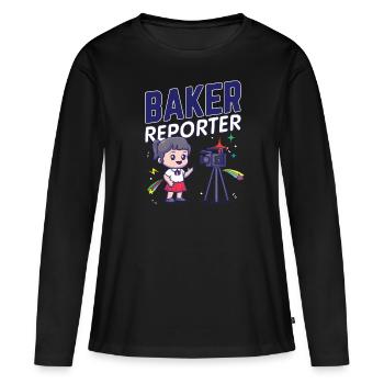 Baker Reporter Caméra Microphone Girl Stars Citation - T-shirt manches longues Premium bio Femme - noir - Devant - Julia (174cm)