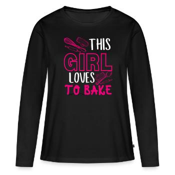This girl loves kitchen utensils - Women's Premium Organic Long Sleeve Shirt - black - Front - Julia (174cm)