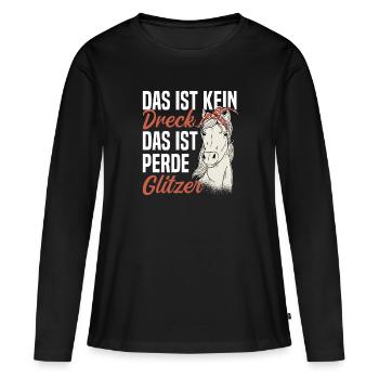 Pferd Reiterin Das ist kein Dreck - Frauen Premium Bio Langarmshirt - Schwarz - Vorne - Julia (174cm)
