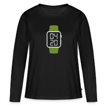 It’s Weed O’Clock, drôle de 420 marijuana - T-shirt manches longues Premium bio Femme - noir - Devant - Julia (174cm)