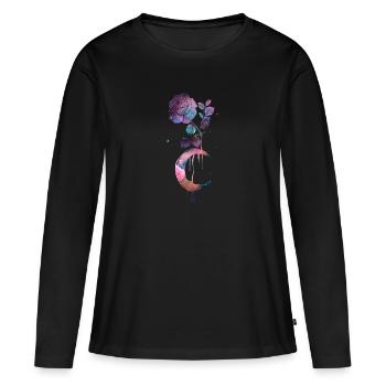 Occulte Vintage Moon Rose Witchcraft Sorcière occulte - T-shirt manches longues Premium bio Femme - noir - Devant - Julia (174cm)