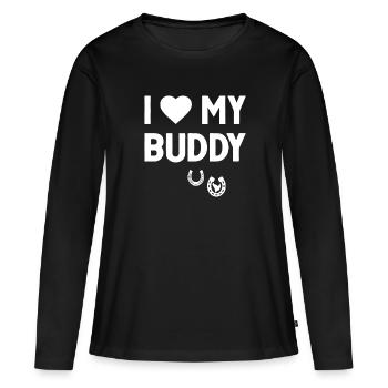 J’aime mon copain signe de cœur de sabots de cheval - T-shirt manches longues Premium bio Femme - noir - Devant - Julia (174cm)