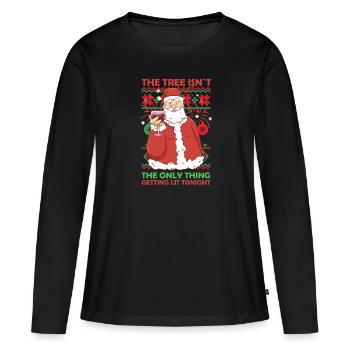 Baum ist nicht das Einzige, was heute Abend Weihnachten beleuchtet wird - Frauen Premium Bio Langarmshirt - Schwarz - Vorne - Julia (174cm)