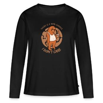 I Dont Care Sloth Saying - Women's Premium Organic Long Sleeve Shirt - black - Front - Julia (174cm)