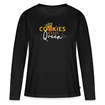 Сookie Baker Queen Cook Chef Stars Crown Citation - T-shirt manches longues Premium bio Femme - noir - Devant - Julia (174cm)