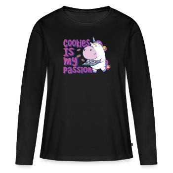 Les cookies sont mon chef passionné - T-shirt manches longues Premium bio Femme - noir - Devant - Julia (174cm)