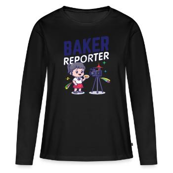 Baker Reporter Caméra Microphone Girl Stars Citation - T-shirt manches longues Premium bio Femme - noir - Devant - Julia (174cm)