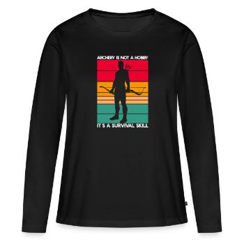 Bogenschießen ist kein Hobby - Frauen Premium Bio Langarmshirt - Schwarz - Vorne - Julia (174cm)