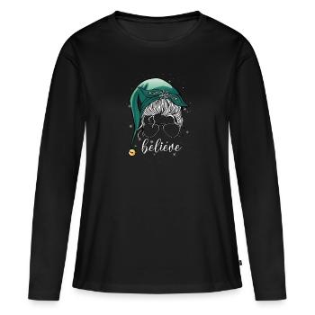 Croyez que je crois au motif des dames de Noël - T-shirt manches longues Premium bio Femme - noir - Devant - Julia (174cm)
