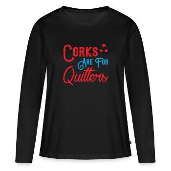 Les bouchons sont pour boire du vin nuit pour - T-shirt manches longues Premium bio Femme - noir - Devant - Julia (174cm)