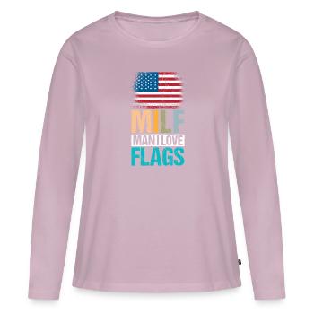 USA Drapeaux Idependence Day Man Retro - T-shirt manches longues Premium bio Femme - rose poudré - Devant - Julia (174cm)