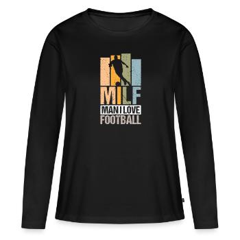 Football Soccer Man J’aime Rétro - T-shirt manches longues Premium bio Femme - noir - Devant - Julia (174cm)