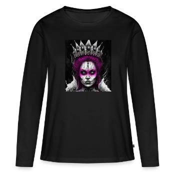 Maléfique Vieille Femme Horreur Gothique Horreur Sorcière Abstrait - T-shirt manches longues Premium bio Femme - noir - Devant - Julia (174cm)