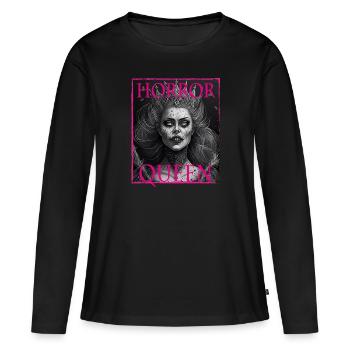 Maléfique Vieille Femme Horreur Gothique Horreur Sorcière Abstrait - T-shirt manches longues Premium bio Femme - noir - Devant - Julia (174cm)