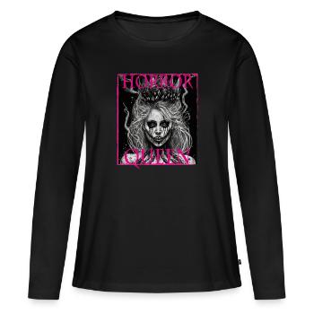Maléfique Vieille Femme Horreur Gothique Horreur Sorcière Abstrait - T-shirt manches longues Premium bio Femme - noir - Devant - Julia (174cm)