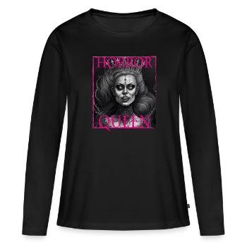 Maléfique Vieille Femme Horreur Gothique Horreur Sorcière Abstrait - T-shirt manches longues Premium bio Femme - noir - Devant - Julia (174cm)