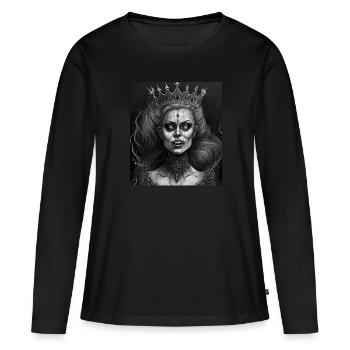 Maléfique Vieille Femme Horreur Gothique Horreur Sorcière Abstrait - T-shirt manches longues Premium bio Femme - noir - Devant - Julia (174cm)