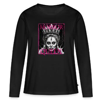 Maléfique Vieille Femme Horreur Gothique Horreur Sorcière Abstrait - T-shirt manches longues Premium bio Femme - noir - Devant - Julia (174cm)