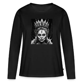 Maléfique Vieille Femme Horreur Gothique Horreur Sorcière Abstrait - T-shirt manches longues Premium bio Femme - noir - Devant - Julia (174cm)