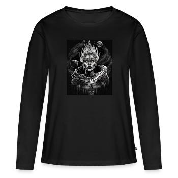 Maléfique Vieille Femme Horreur Gothique Horreur Sorcière Abstrait - T-shirt manches longues Premium bio Femme - noir - Devant - Julia (174cm)