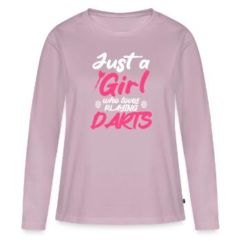 Juste une fille qui aime jouer au Darts Disc Club - T-shirt manches longues Premium bio Femme - rose poudré - Devant - Julia (174cm)