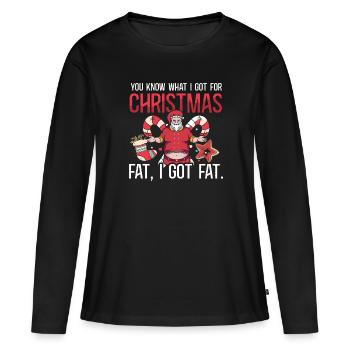 J’ai grossi pour Noël - T-shirt manches longues Premium bio Femme - noir - Devant - Julia (174cm)