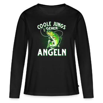 Coole Jungs Gehen Angeln Fischen Angler - Frauen Premium Bio Langarmshirt - Schwarz - Vorne - Julia (174cm)