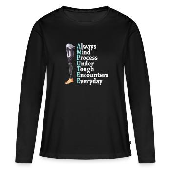 Chirurgie de la jambe en fauteuil roulant jambe perdue - T-shirt manches longues Premium bio Femme - noir - Devant - Julia (174cm)