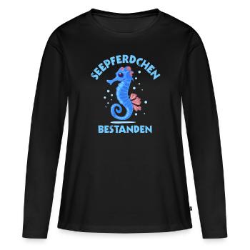 Insigne d’hippocampe Insigne de natation - T-shirt manches longues Premium bio Femme - noir - Devant - Julia (174cm)