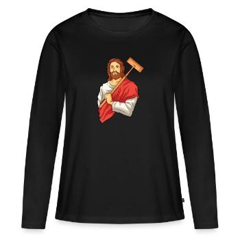 Croquet - T-shirt manches longues Premium bio Femme - noir - Devant - Julia (174cm)