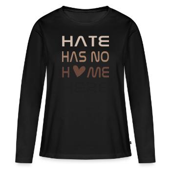 La haine n’a pas sa place ici - T-shirt manches longues Premium bio Femme - noir - Devant - Julia (174cm)