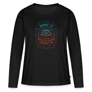 Construction Construction Bâtiment Dons - T-shirt manches longues Premium bio Femme - noir - Devant - Julia (174cm)