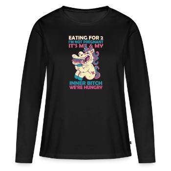 Pour 2 aliments je ne suis pas une licorne enceinte - T-shirt manches longues Premium bio Femme - noir - Devant - Julia (174cm)