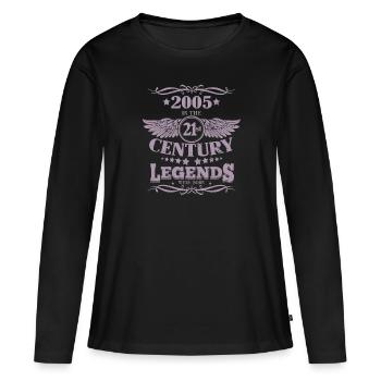 Vintage 2005 anniversaire dictons 21ème siècle - T-shirt manches longues Premium bio Femme - noir - Devant - Julia (174cm)