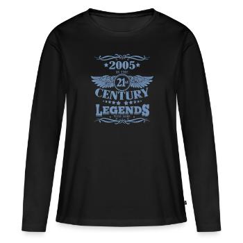 Vintage 2005 anniversaire dictons 21ème siècle - T-shirt manches longues Premium bio Femme - noir - Devant - Julia (174cm)